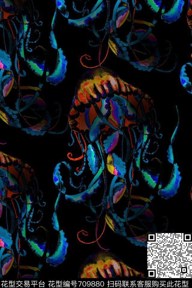 抽象手绘渲染数码印花华亿平台下载（图片编号: 709880） - 瓦栏（Walan）