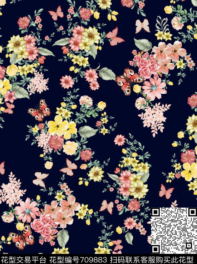 坯布个性花卉数码印花华亿平台下载（图片编号: 709883） - 瓦栏（Walan）