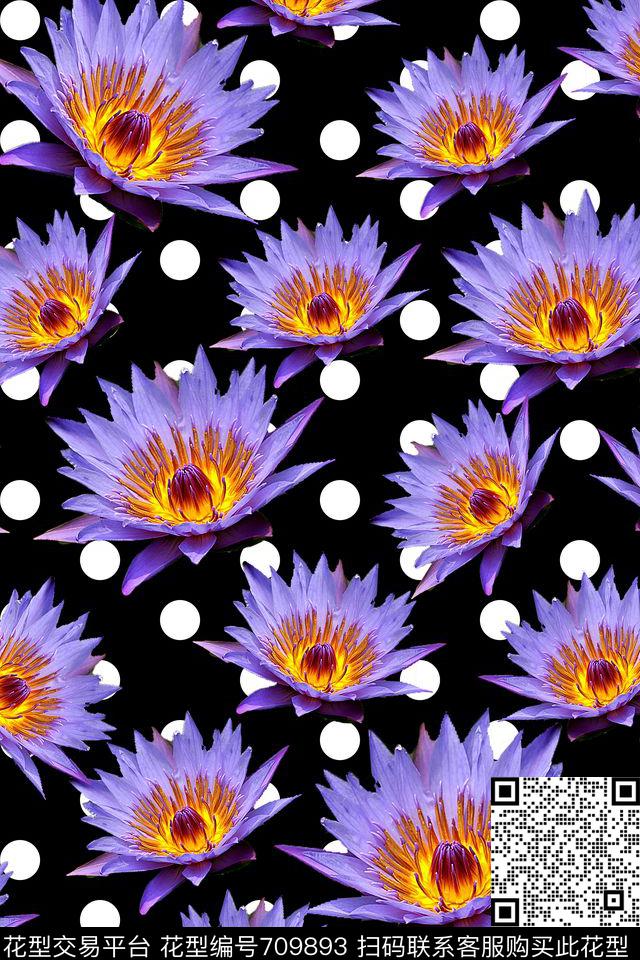 大花花朵花卉数码印花华亿平台下载（图片编号: 709893） - 瓦栏（Walan）