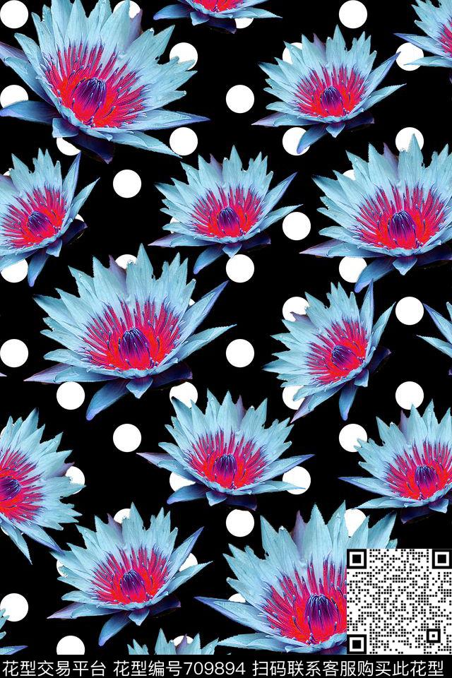 大花花朵花卉数码印花华亿平台下载（图片编号: 709894） - 瓦栏（Walan）