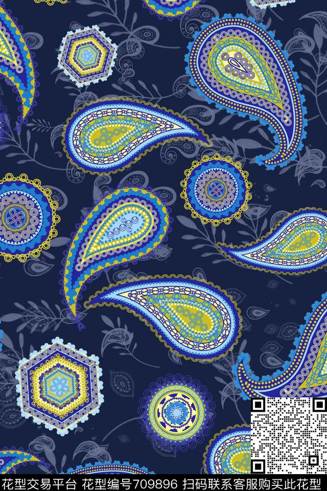 火腿花腰果佩斯利传统印花华亿平台下载（图片编号: 709896） - 瓦栏（Walan）