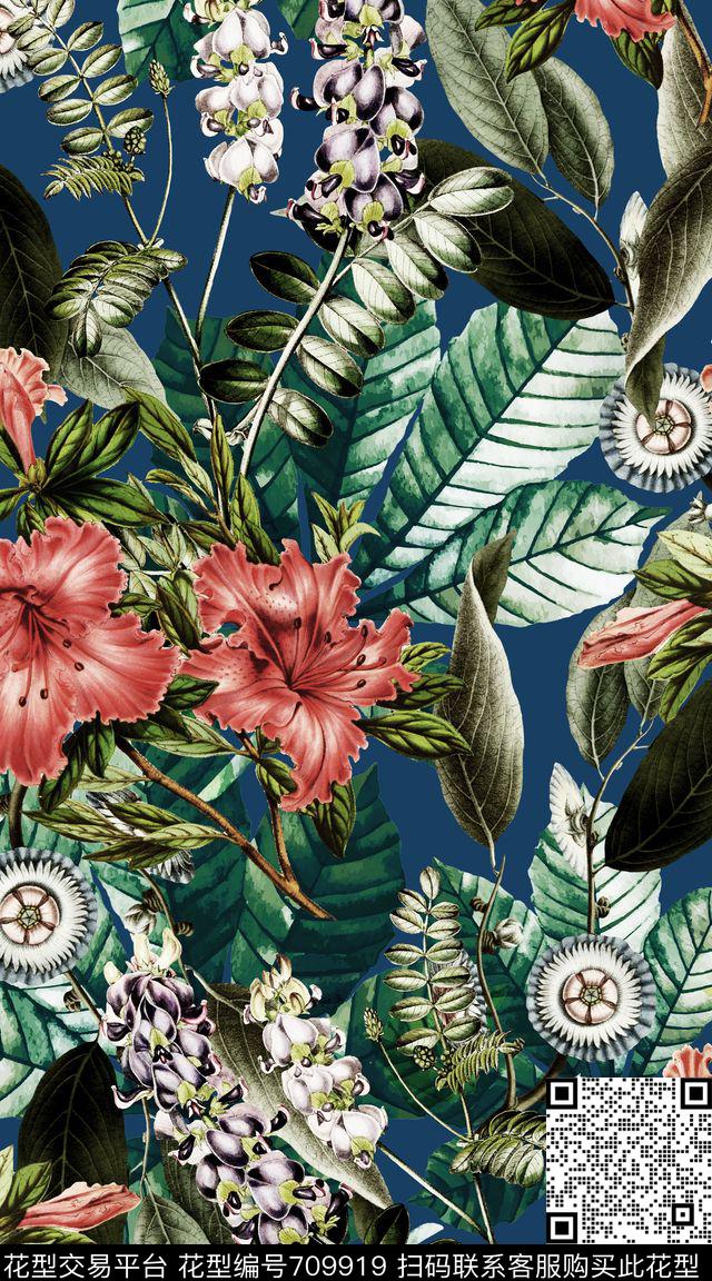 油画花卉创意复古数码印花华亿平台下载（图片编号: 709919） - 瓦栏（Walan）