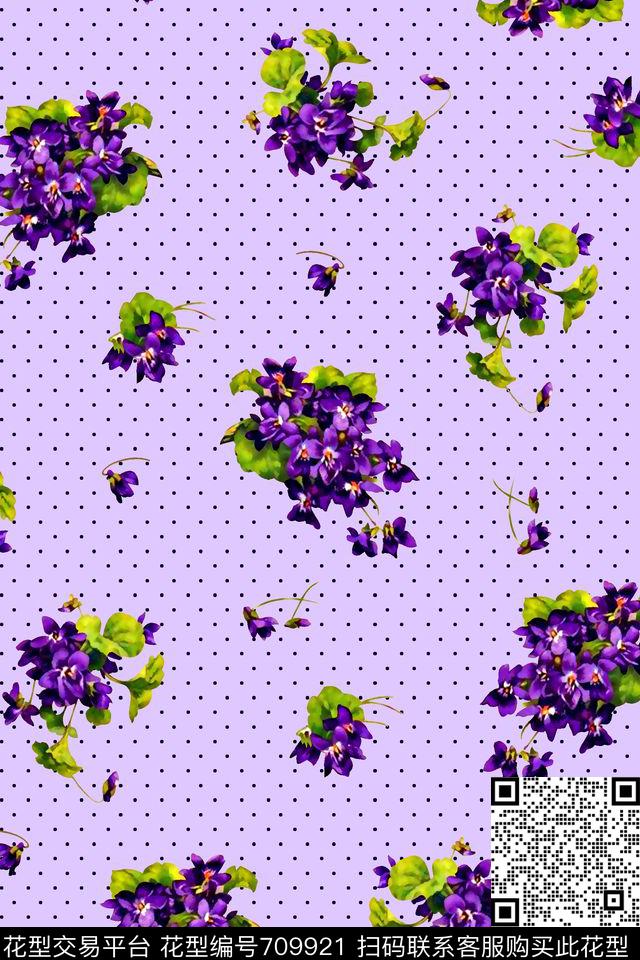 抽象手绘满版花卉复古波点最新高清数码水彩花卉数码印花华亿平台下载（图片编号: 709921） - 瓦栏（Walan）