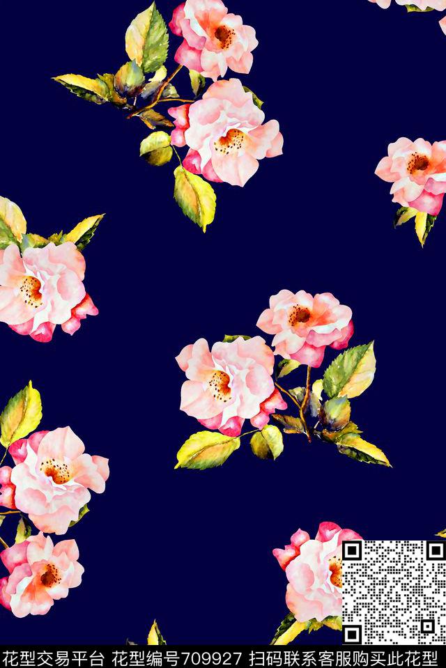 抽象手绘满版大花卉最新高清数码水彩花卉时尚潮流大牌欧美风女装花卉数码印花华亿平台下载（图片编号: 709927） - 瓦栏（Walan）