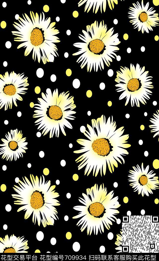 小碎花菊花花卉传统印花华亿平台下载（图片编号: 709934） - 瓦栏（Walan）