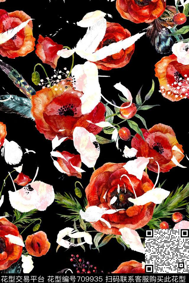 女装中国风花鸟植物数码印花华亿平台下载（图片编号: 709935） - 瓦栏（Walan）