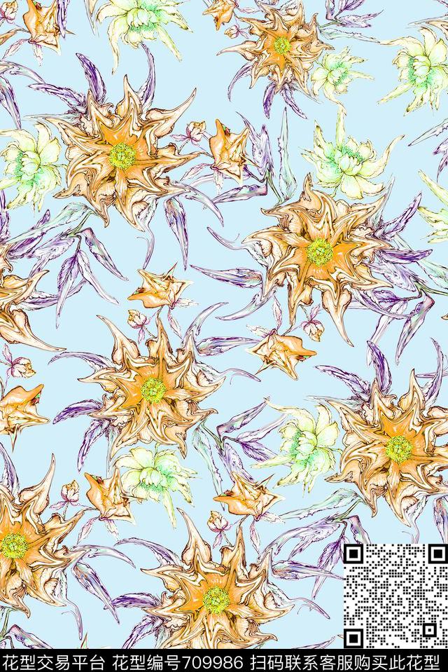 花卉女装小清新数码印花华亿平台下载（图片编号: 709986） - 瓦栏（Walan）