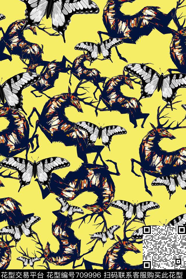 蝴蝶男装女装数码印花华亿平台下载（图片编号: 709996） - 瓦栏（Walan）