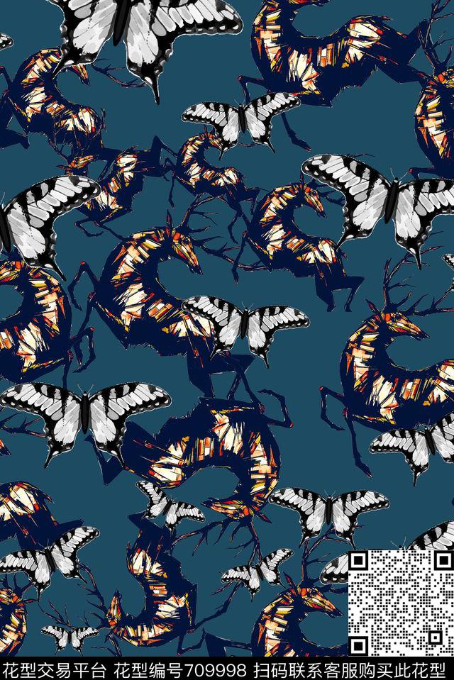 蝴蝶男装女装数码印花华亿平台下载（图片编号: 709998） - 瓦栏（Walan）
