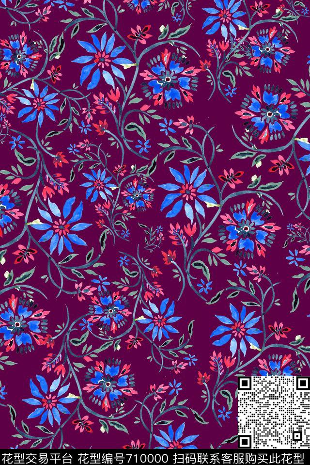 花卉女装小碎花传统印花华亿平台下载（图片编号: 710000） - 瓦栏（Walan）
