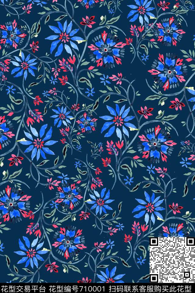 花卉女装小碎花传统印花华亿平台下载（图片编号: 710001） - 瓦栏（Walan）