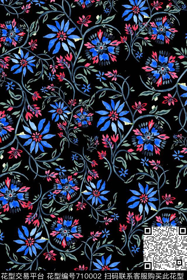 花卉女装小碎花传统印花华亿平台下载（图片编号: 710002） - 瓦栏（Walan）