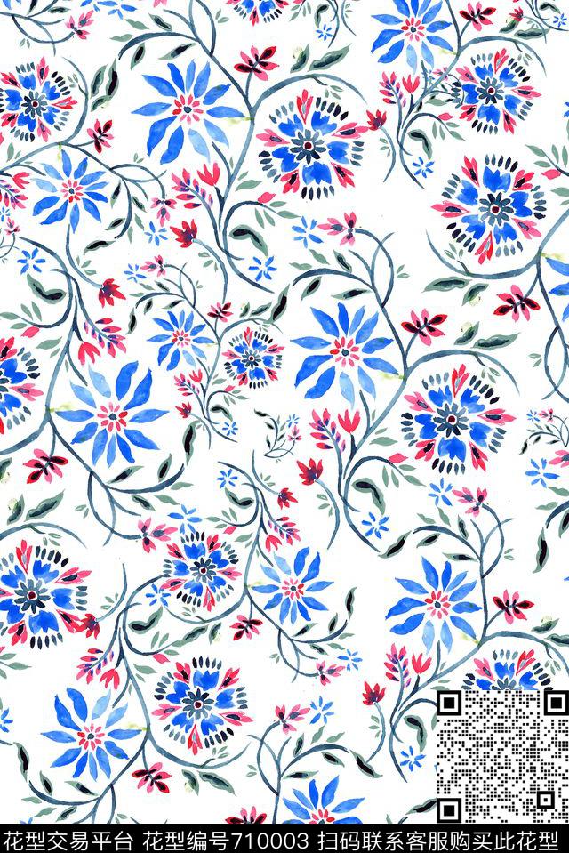 花卉女装小碎花传统印花华亿平台下载（图片编号: 710003） - 瓦栏（Walan）