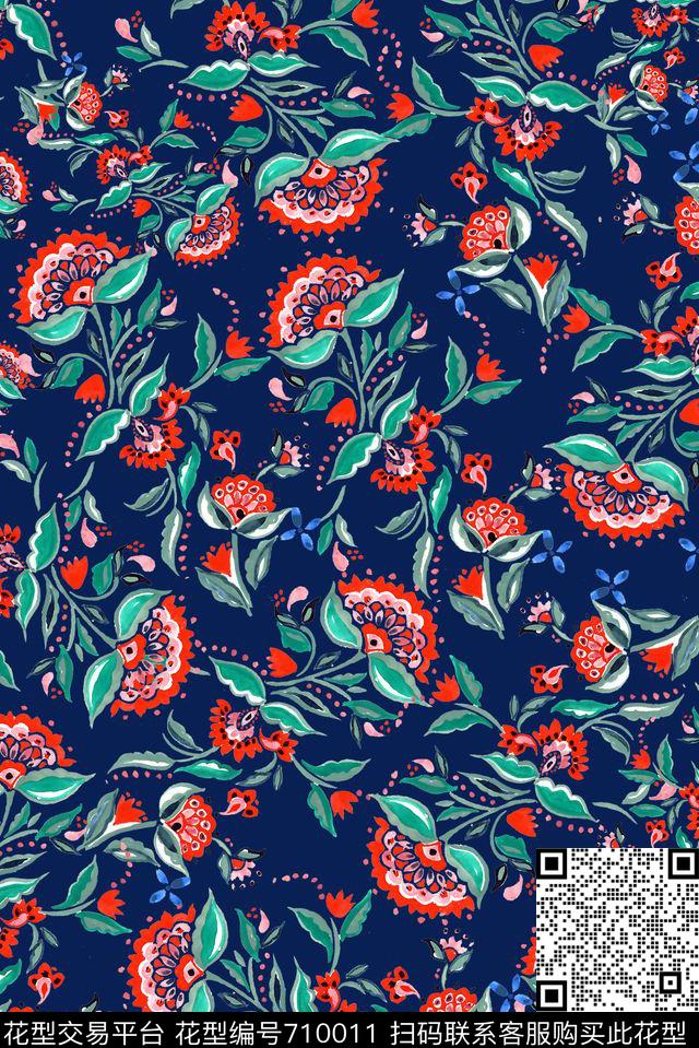 小碎花花卉女装传统印花华亿平台下载（图片编号: 710011） - 瓦栏（Walan）