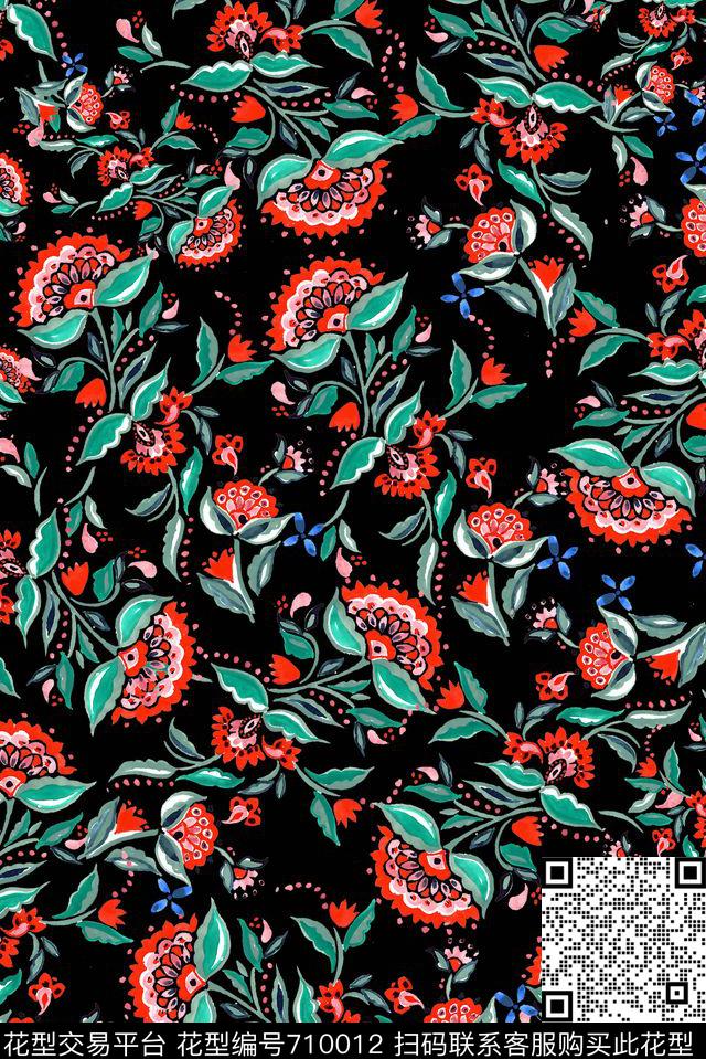 小碎花花卉女装传统印花华亿平台下载（图片编号: 710012） - 瓦栏（Walan）