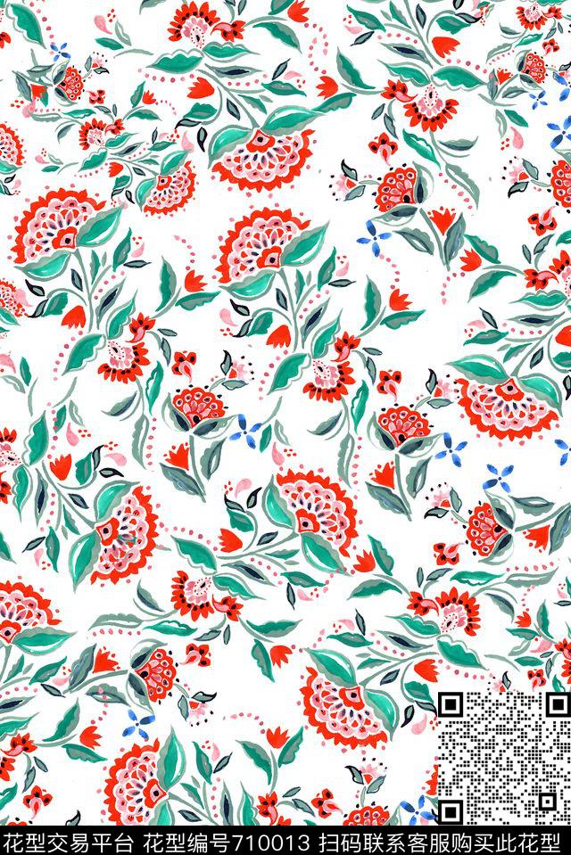 小碎花花卉女装传统印花华亿平台下载（图片编号: 710013） - 瓦栏（Walan）