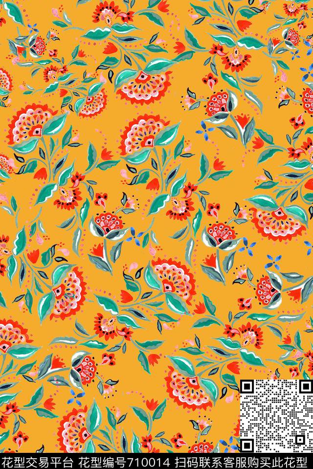 小碎花花卉女装传统印花华亿平台下载（图片编号: 710014） - 瓦栏（Walan）