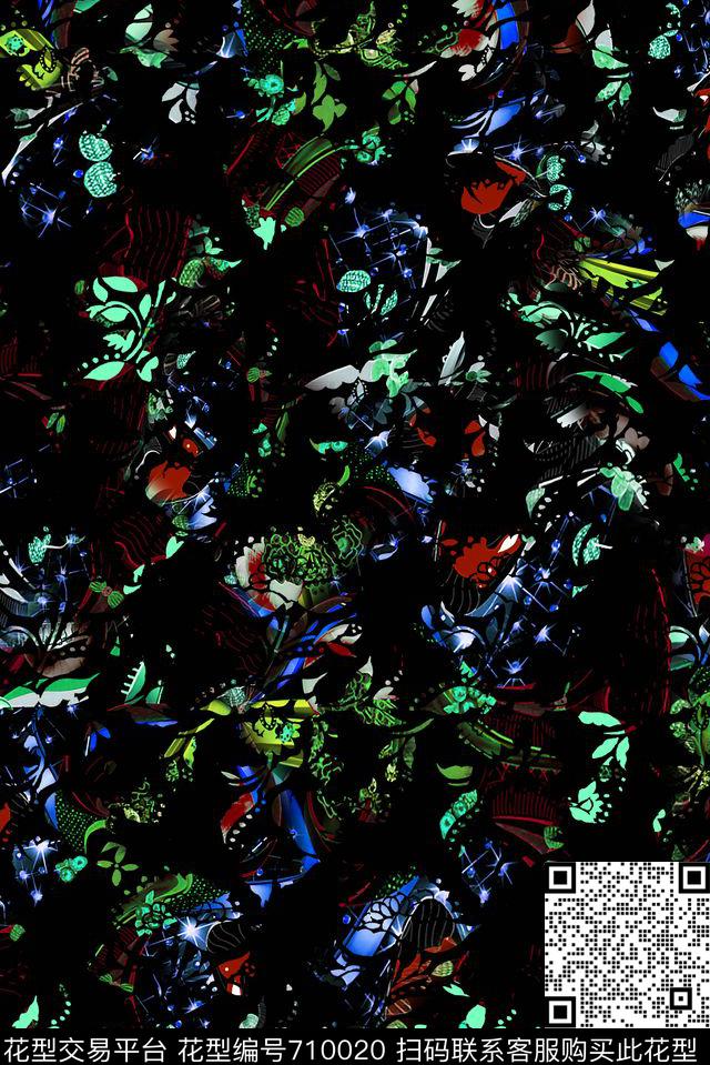 抽象男装摇滚数码印花华亿平台下载（图片编号: 710020） - 瓦栏（Walan）