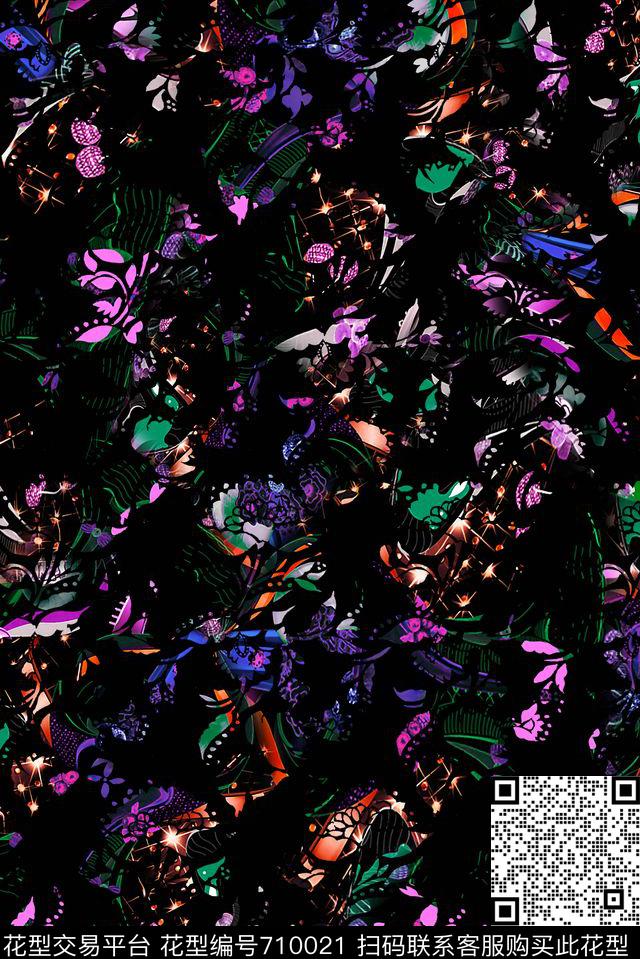 抽象男装摇滚数码印花华亿平台下载（图片编号: 710021） - 瓦栏（Walan）