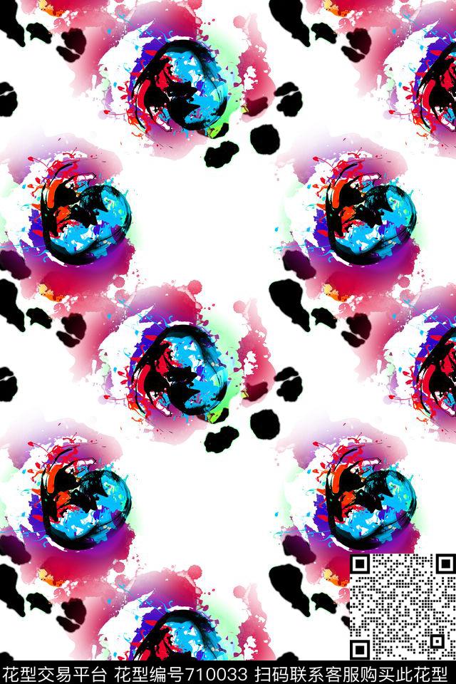 色块手绘抽象水彩水墨数码印花华亿平台下载（图片编号: 710033） - 瓦栏（Walan）