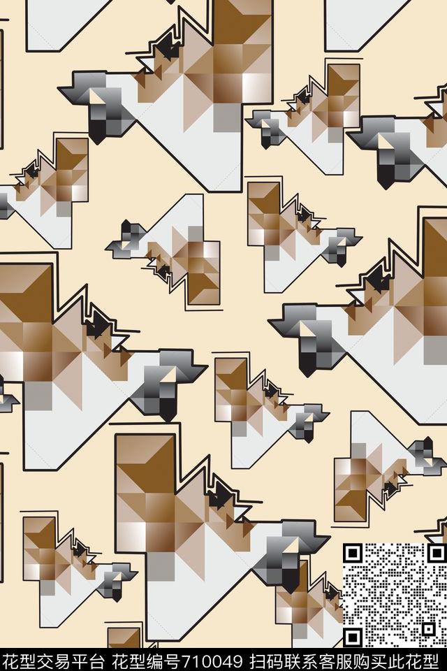 小方块不规则几何几何数码印花华亿平台下载（图片编号: 710049） - 瓦栏（Walan）