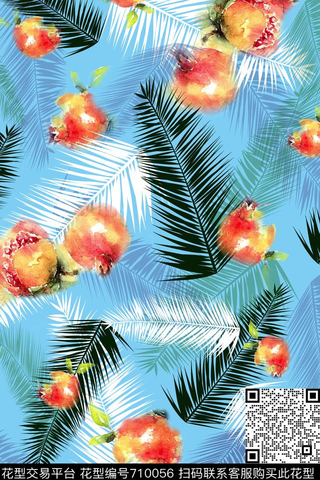 热带绿植树叶夏威夷风情数码印花华亿平台下载（图片编号: 710056） - 瓦栏（Walan）