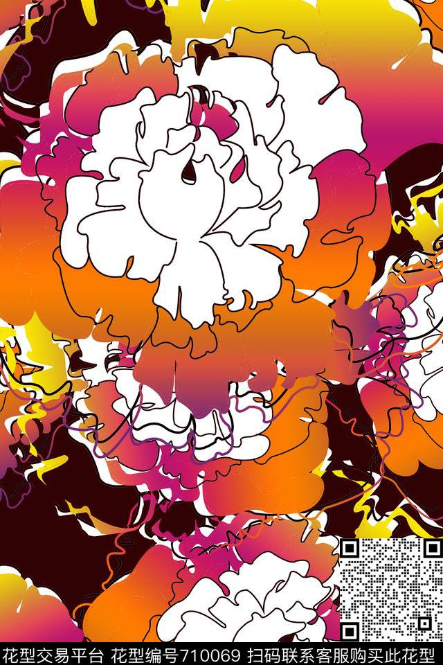 乱花花卉710070数码印花华亿平台下载（图片编号: 710069） - 瓦栏（Walan）