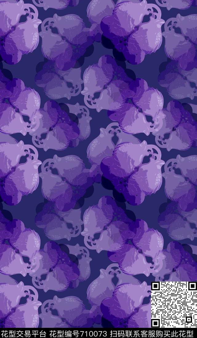 美丽窗帘家纺抽象风格抽象花卉组合数码印花华亿平台下载（图片编号: 710073） - 瓦栏（Walan）