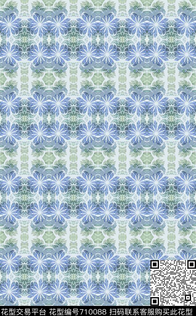 抽象花卉组合美丽窗帘家纺抽象风格数码印花华亿平台下载（图片编号: 710088） - 瓦栏（Walan）