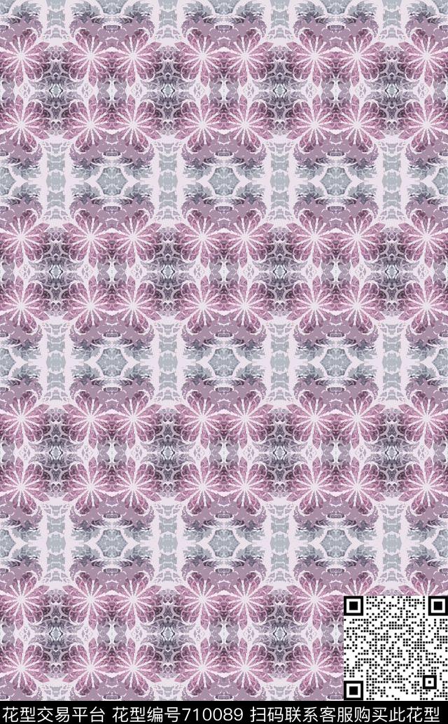 抽象花卉组合美丽窗帘家纺抽象风格数码印花华亿平台下载（图片编号: 710089） - 瓦栏（Walan）