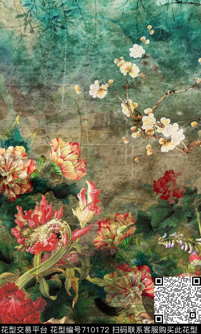 欧式建筑、花卉、热带植物、风景、抽象肌理、花朵花鸟、旗袍数码印花华亿平台下载（图片编号: 710172） - 瓦栏（Walan）