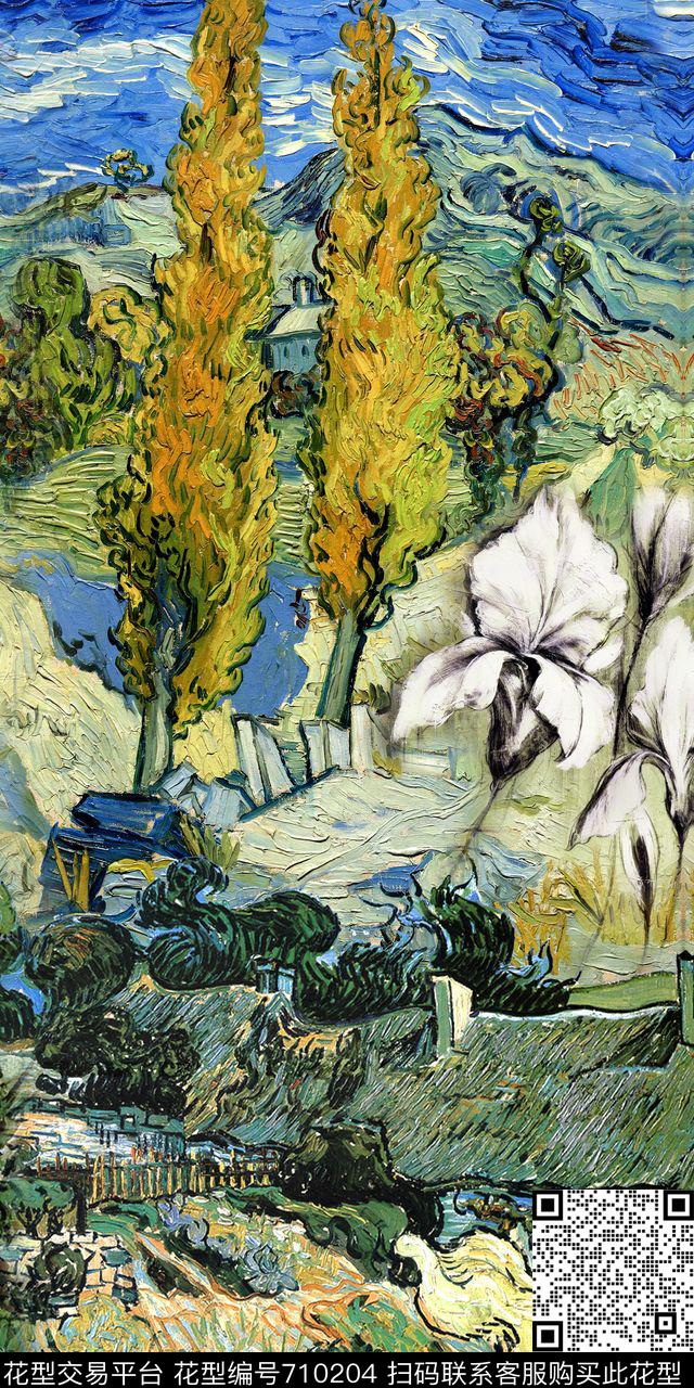 风景油画花卉数码印花华亿平台下载（图片编号: 710204） - 瓦栏（Walan）