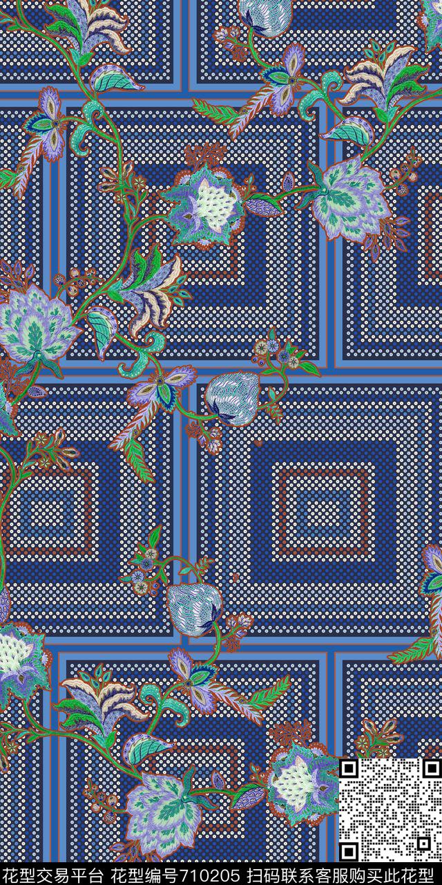 民族风几何格子数码印花华亿平台下载（图片编号: 710205） - 瓦栏（Walan）
