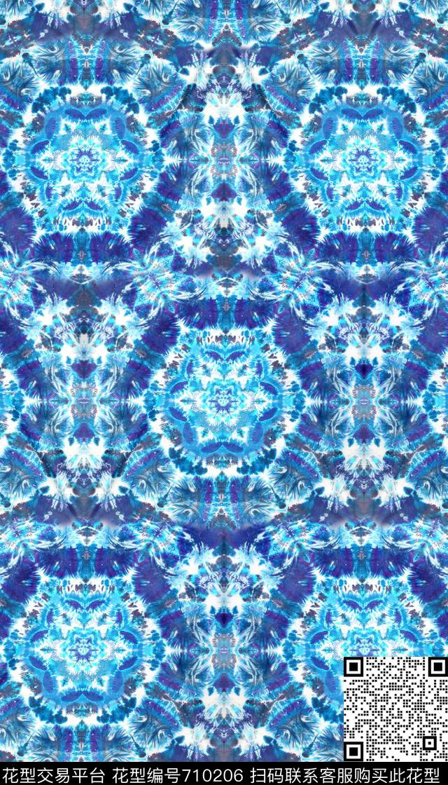 扎染民族风抽象数码印花华亿平台下载（图片编号: 710206） - 瓦栏（Walan）