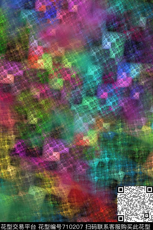 抽象几何肌理数码印花华亿平台下载（图片编号: 710207） - 瓦栏（Walan）