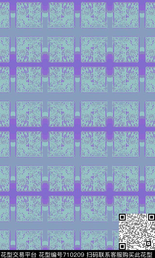 沙发布创意格子美丽窗帘家纺传统印花华亿平台下载（图片编号: 710209） - 瓦栏（Walan）