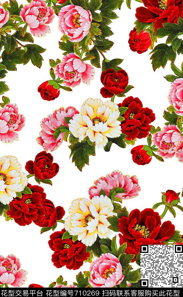 复古范中国风中国风四方连续数码印花华亿平台下载（图片编号: 710269） - 瓦栏（Walan）