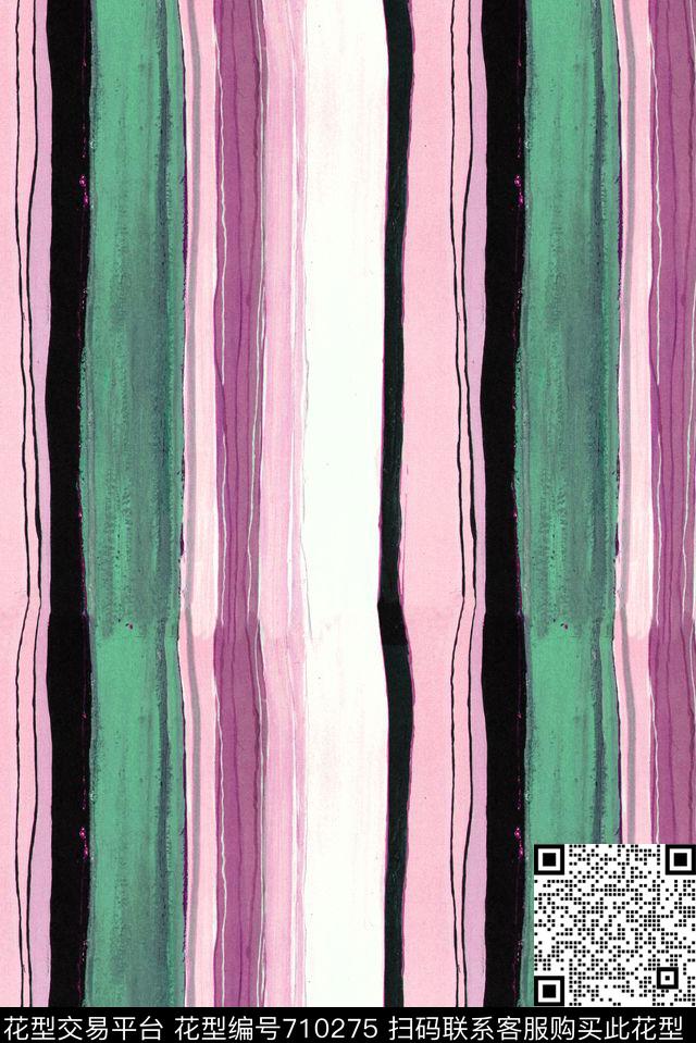 不规则条纹油画条纹数码印花华亿平台下载（图片编号: 710275） - 瓦栏（Walan）