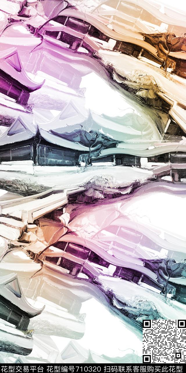 肌理几何抽象数码印花华亿平台下载（图片编号: 710320） - 瓦栏（Walan）