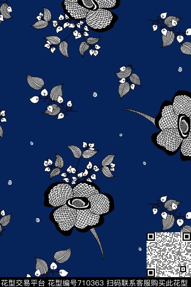 抽象花卉男装花卉女装花传统印花华亿平台下载（图片编号: 710363） - 瓦栏（Walan）
