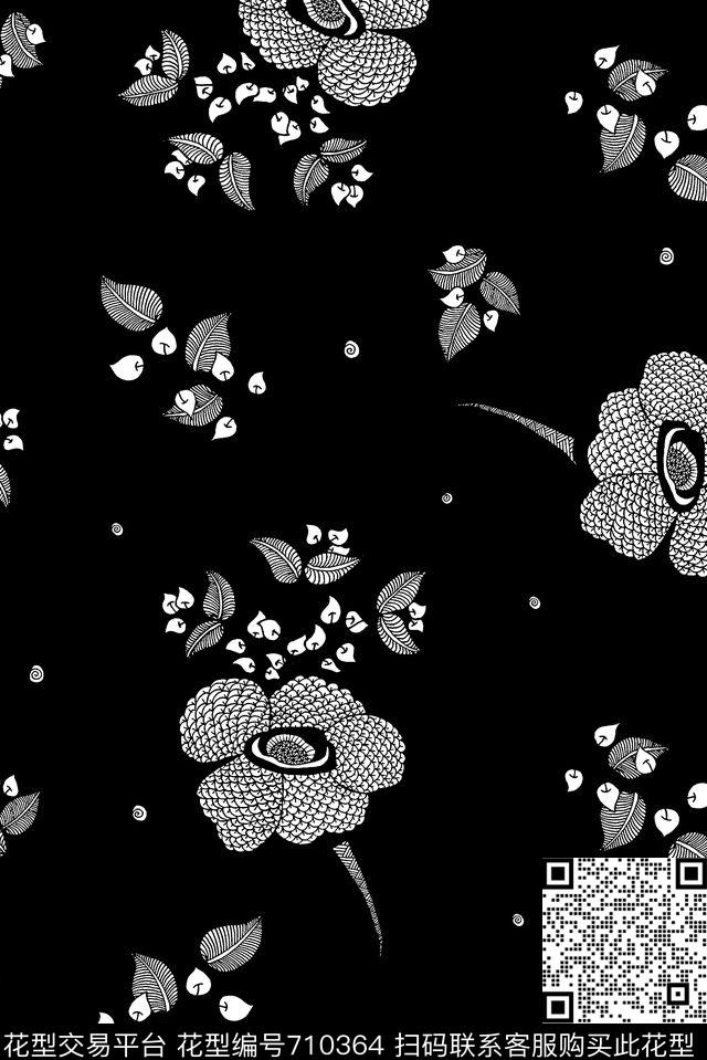 抽象花卉男装花卉女装花传统印花华亿平台下载（图片编号: 710364） - 瓦栏（Walan）