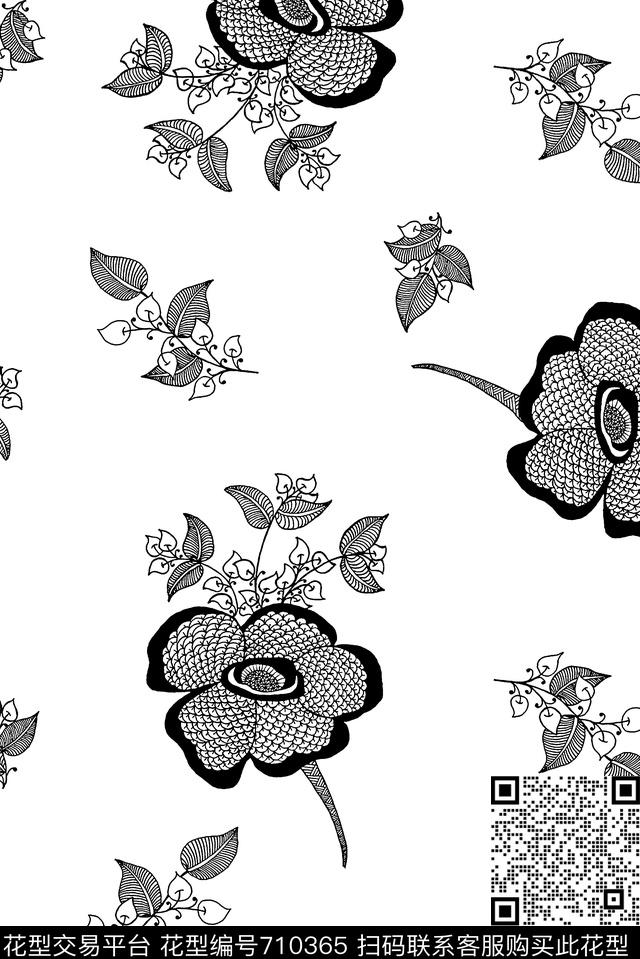 抽象花卉男装花卉女装花传统印花华亿平台下载（图片编号: 710365） - 瓦栏（Walan）