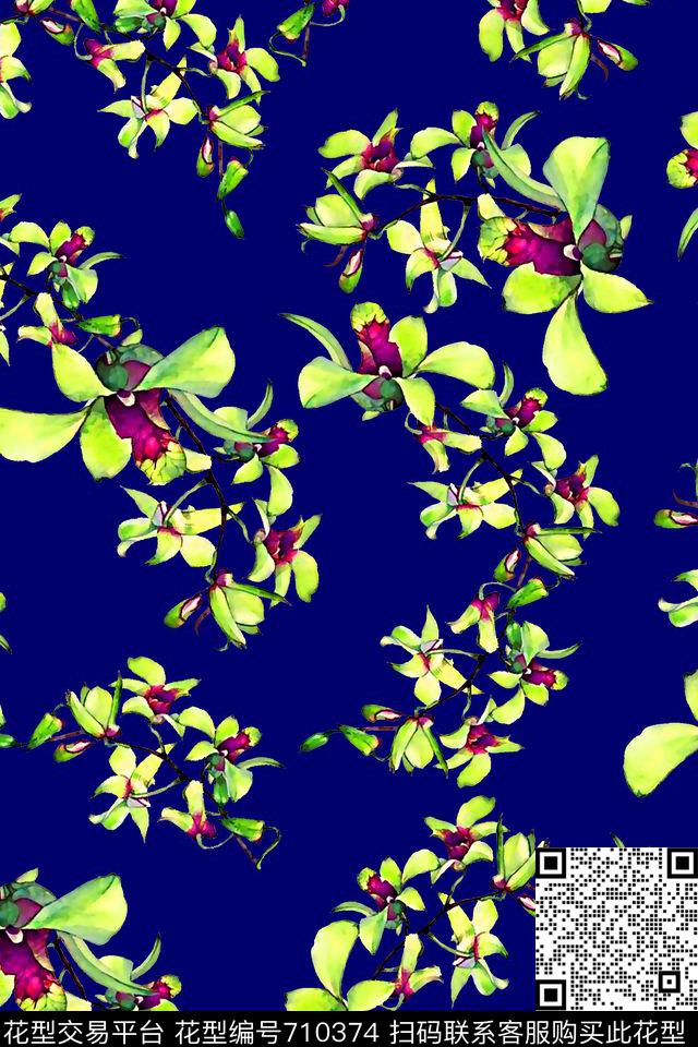 抽象手绘满版花卉最新高清数码水彩花卉时尚潮流大牌欧美风女装花卉数码印花华亿平台下载（图片编号: 710374） - 瓦栏（Walan）