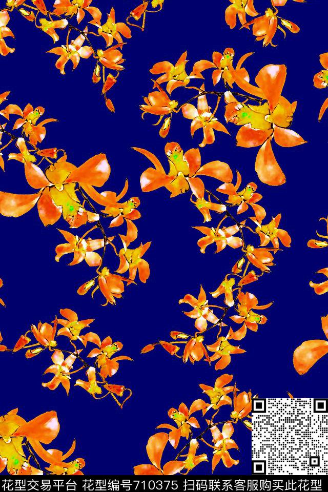 抽象手绘满版花卉最新高清数码水彩花卉时尚潮流大牌欧美风女装花卉数码印花华亿平台下载（图片编号: 710375） - 瓦栏（Walan）