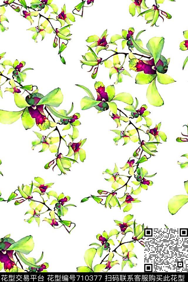 抽象手绘满版花卉最新高清数码水彩花卉时尚潮流大牌欧美风女装花卉数码印花华亿平台下载（图片编号: 710377） - 瓦栏（Walan）