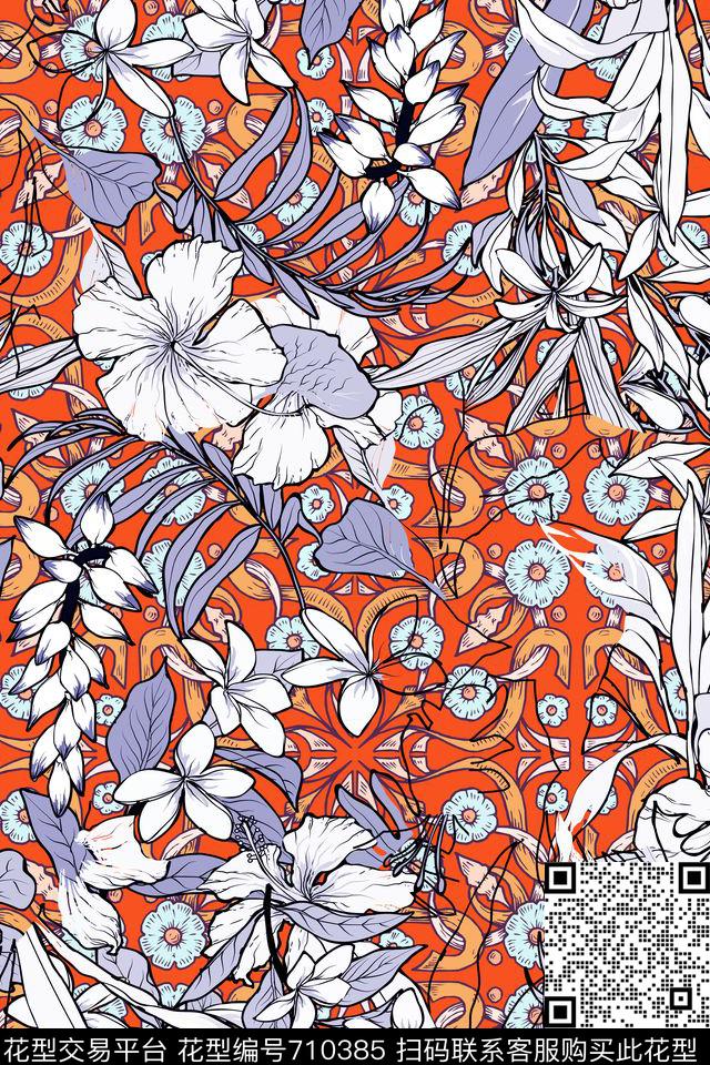 大花乱花欧美数码印花华亿平台下载（图片编号: 710385） - 瓦栏（Walan）