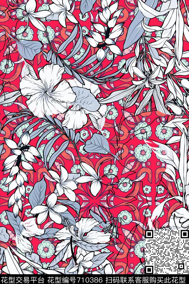 大花乱花欧美数码印花华亿平台下载（图片编号: 710386） - 瓦栏（Walan）