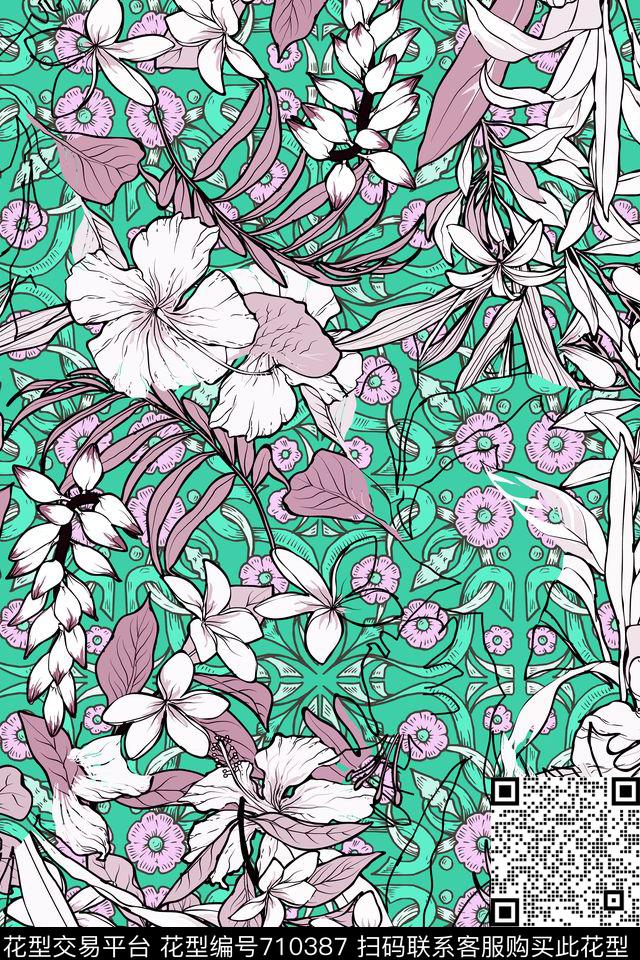 大花乱花欧美数码印花华亿平台下载（图片编号: 710387） - 瓦栏（Walan）