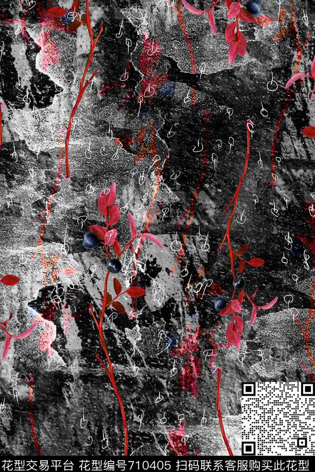 女装连衣裙外套T恤抽象抽象树枝数码印花华亿平台下载（图片编号: 710405） - 瓦栏（Walan）