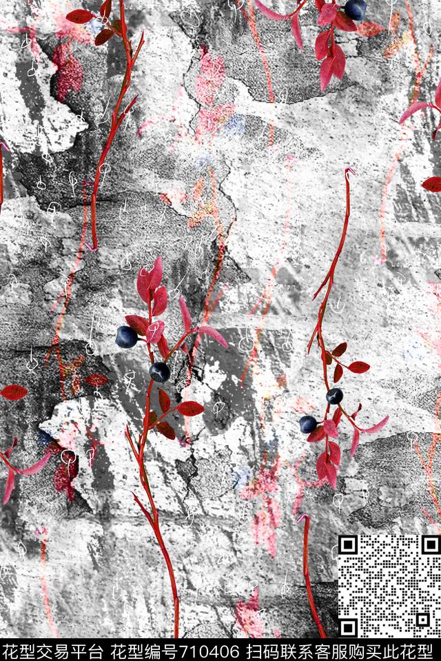 女装连衣裙外套T恤抽象抽象树枝数码印花华亿平台下载（图片编号: 710406） - 瓦栏（Walan）